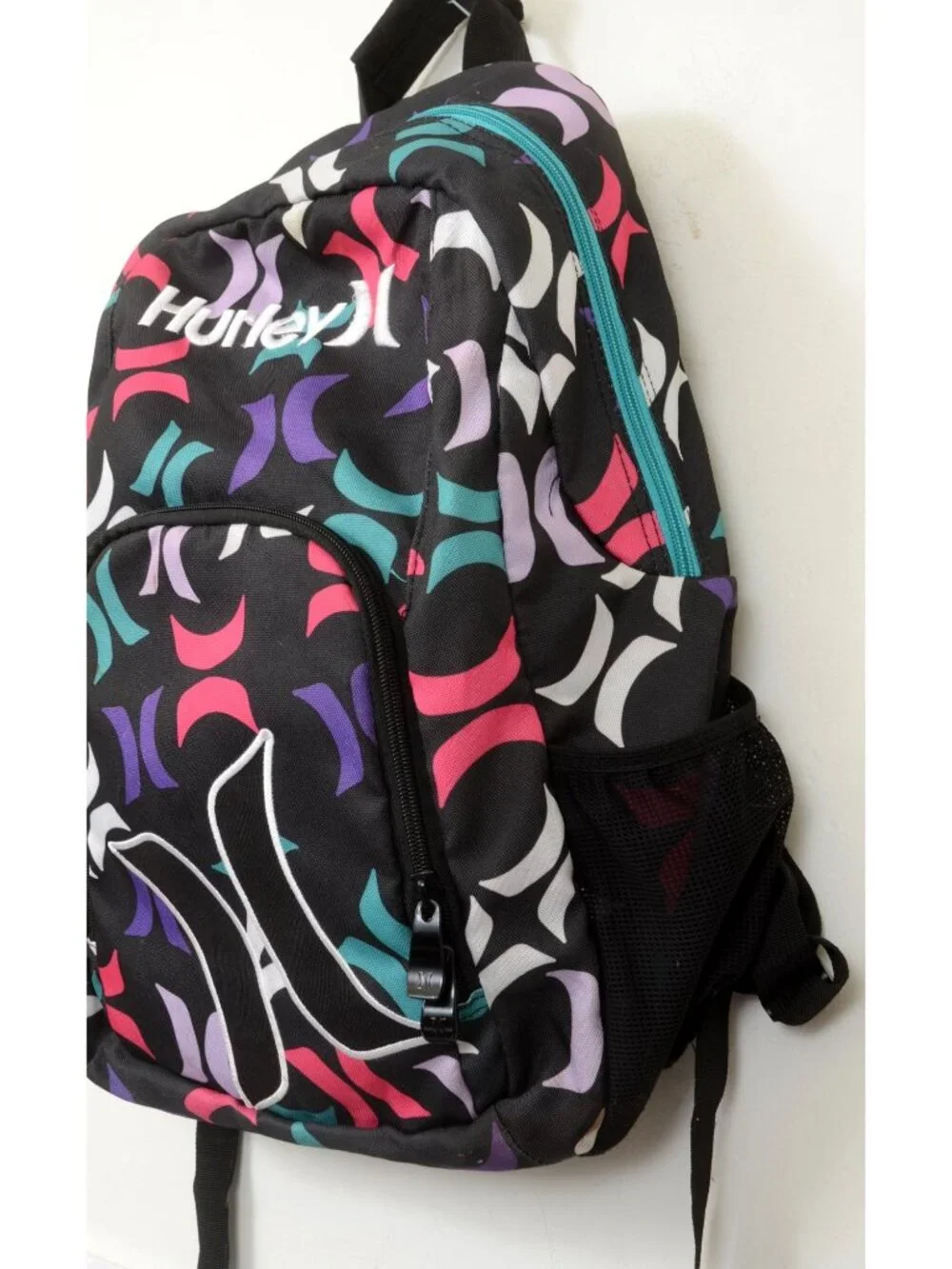Hurley Colorful Backpack Book‎ Bag Black Multi-Color Logo/Graphic Daypack